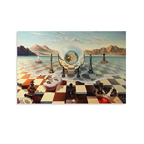 Art Poster Salvador Dali Surrealism Chess Mask On Sea Poster Decorative Painting Canvas Wall Posters And Art Picture Print Modern Family Bedroom Decor Posters 16X24Inch(40X60Cm) #TOP15