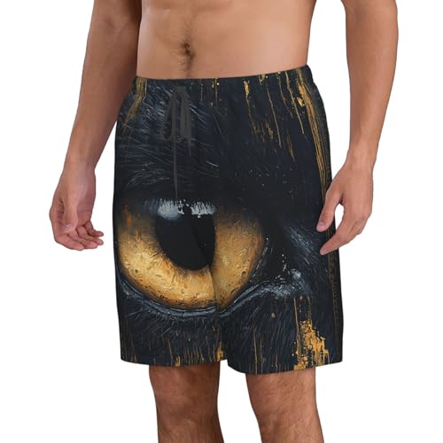 Men's Beach Shorts Board Casual Quick Dry Swim Trunks Holiday - Wolf Eyes Moon Art2