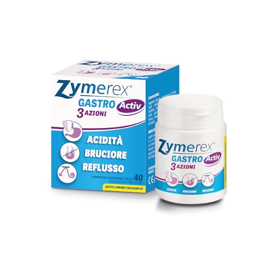Zymerex - Gastro Activ 3 Azioni | Reflusso | Bruciore di stomaco | Acidità | Senza glutine e lattosio (Compresse, 40)