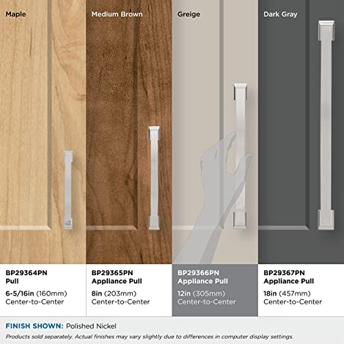 Image of Amerock | Appliance Pull | Polished Nickel | 12 inch (305 mm) Center to Center | Candler | 1 Pack | Drawer Pull | Drawer Handle | Cabinet Hardware