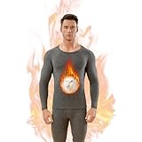 [QulbltX] あったかインナー メンズ [防寒肌着・吸湿保温・伸縮性] ヒートテック 長袖シャツ 前開き 上下セット 長袖シャツ ズボン下 極暖 防寒 保温 インナーウェア 裏起毛 冬用 グレー L