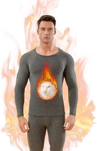 （04:30時点） [QulbltX] あったかインナー メンズ [防寒肌着・吸湿保温・伸縮性] ヒートテック 長袖シャツ 前開き 上下セット 長袖シャツ ズボン下 極暖 防寒 保温 インナーウェア 裏起毛 冬用 グレー L