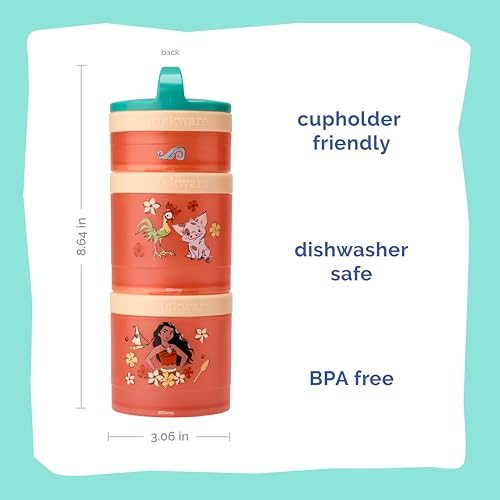 Image of (Moana) DiSNEY PRINCESS Whiskware Stackable Snack Pack - 3 Jar + Handle - Blue /Orange /Pink