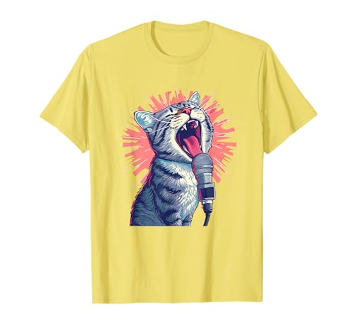 Funny singing cat for karaoke party lovers and animals T-Shirt