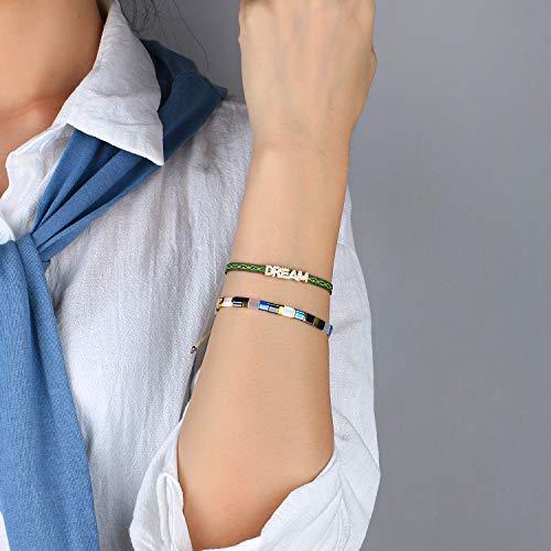 Image of KELITCH Colorful Tila Beaded Bracelets Women Strand Friendship Bracelet Handmade New Link Cuff Bracelets