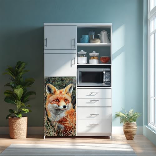Image of 14.6x32.3 Inch Trash Can Cover Fox in Forest Design Outdoor Garbage Bin Decoration Sticker Wrap