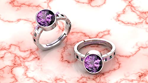 Bague améthyste naturelle et argent massif ajustable d'exception