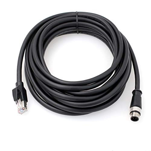 Câble Ethernet blindé M12 RJ45 Cat.6 pour capteur encodeur machine et caméra réseau 5m