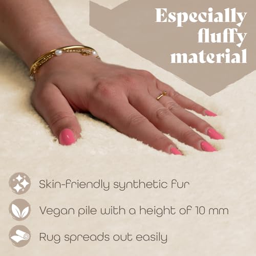 TT Home Teppich Wohnzimmer Kurzflor Anti-Rutsch Rückseite Einfarbiges Design Waschbar, Farbe: Creme, Größe:140x200 cm