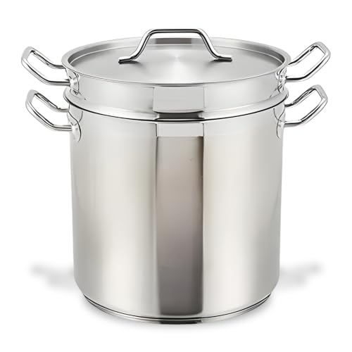 Winco 20 qt Stainless Steel Double Boiler with Cover