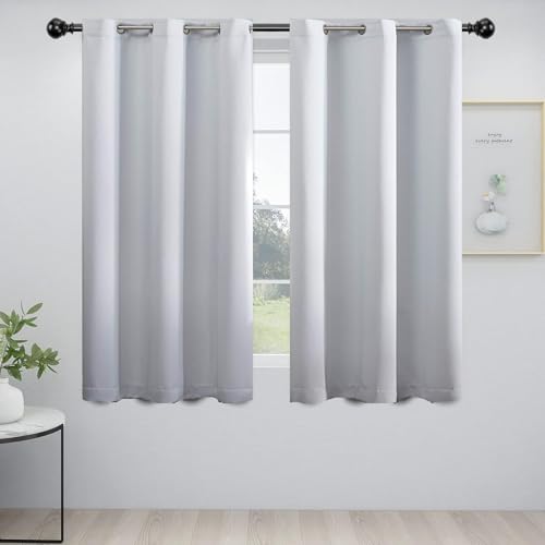 HOKXUAN Cortinas Salon 2 Piezas 250 x 140 cm Termicas Aislantes Frio y Calor Opacas Cortinas Habitacion Fácil Instalación para Cuarto Baño, Blanco