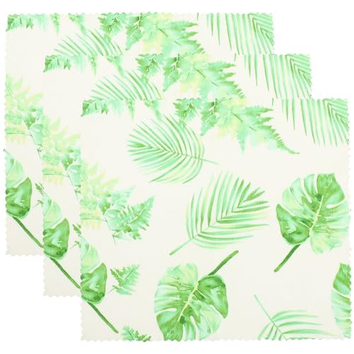 jojofuny Envoltorios de Cera de Abeja para Alimentos 3 Unidades Paño de Cera Natural Diseño de Hoja de Monstera Reutilizables y Resistentes al Aceite para Envolver y Conservar Alimentos