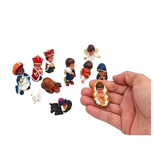 Mini Presépio De Natal imagem em Resina Personagem Infantil 11 Peças Decoração Natalina