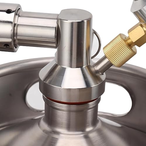 Mini Edelstahlfass, 5L Bierzapfanlage Automatische Fass Growler mit Wasserhahn Bierausgabe 150PSI Messgerät Manometer Heimfass Druckfass Kit System mit Einstellbarem Hahn Kann Getränke Getränkespender
