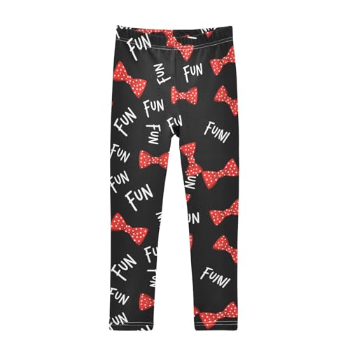 J JOYSAY Funny Bow Black Girls Leggings Soft Comfortable Stretchy Kids Girls Pants Size 4-10T