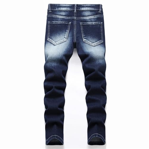 Men's Ripped Skinny Jeans Men's Stretch Slim Jeans Elastic Distressed Fashion Casual Straight Leg Pants2