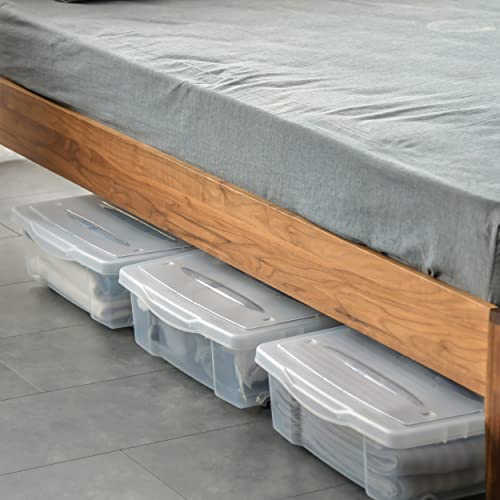 Image of Citylife 2 Packs 57 QT Plastic Under Bed Storage Bins with Double-opening Lids Clear Underbed Storage Containers with Wheels for Organizing Shoes, Blankets, Clothes