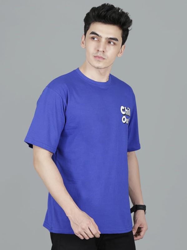 Image of London Hills Men's Cotton Oversized Fit Casual Printed Round Neck, Oversized Longline Drop Shoulder Boho Style T-Shirt