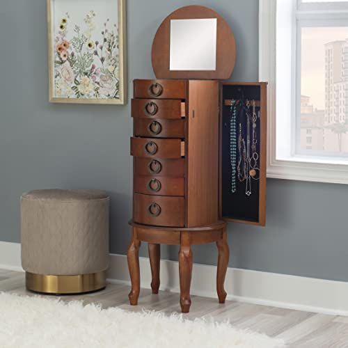 Powell Woodland Cherry Jewelry Armoire, 17"L X 13"W X 39"H #TOP3