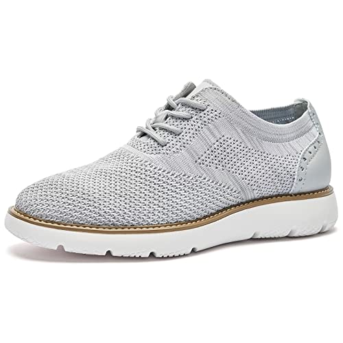 Men's Casual Dress Sneakers - Comfortable Business Oxfords Shoes Mesh Knit Lightweight Breathable Office Formal Shoes for Men MixGrey Size 14 Brown