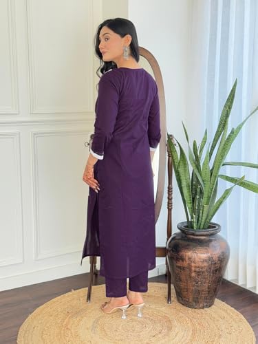 Image of Yashika Chikankari Work with Pure Cotton Fabric Straight Kurta, Pant and Dupatta Set |Kurta Set for Women