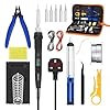 Soldering Iron Kit 80W, 15-in-1 LCD Adjustable Temperature 180-520°C Electric Soldering Iron with 5 Tips, Desoldering Pump, Solder Wire, Wire Stripper, Cutter, Stand, Tweezers & Case