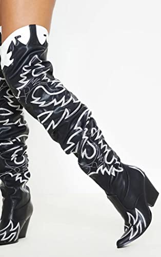 MissHeel Thigh High Cowboy Boots for Women Over The Knee Western Cowgirl Boots with Chunky Block Heels2