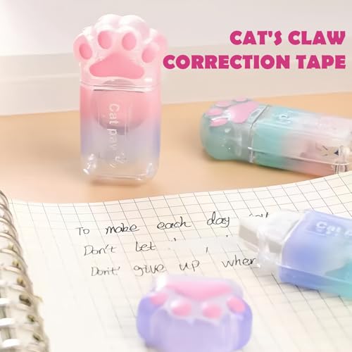 Katzenpfoten korrekturband, 6 Stück Korrekturroller Mini Cute Kawaii Set, Correction Tape Pen Katze Klaue Korrekturmaus mit Kawaii Haftnotizen Mini-korrekturband Schule Liefert (6x5mm)