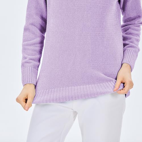 Image of Simple&Opulence Women's Chenille Sweater Crewneck Long Sleeve Pullover Ribbed Cuff Hem Round Neck Jumper Tops
