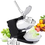 Spolehli かき氷機 電動 【昔ながらのかき氷を楽しむ】 250Wハイパワー 65kg/h砕氷量 1500r/min回転数 小型 場所取らない 厚さ調整可能 特大トレイ付き マイクロスイッチ 放熱機能 業務用/家庭用 シャリシャリ ふわふわ 子供 お寿司屋 夏祭り 日本語説明書付き (ブラック)