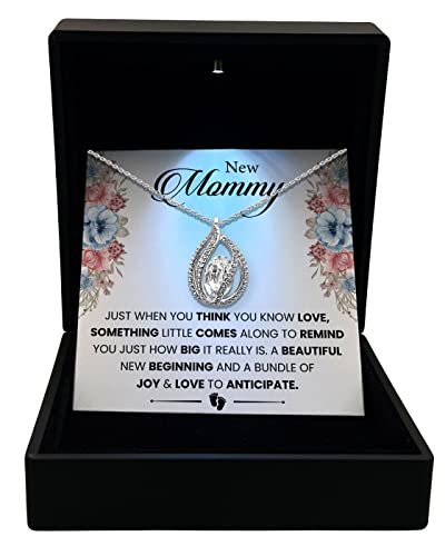TRYNDI New Mom Gifts for Women After Birth Mom To Be Gift Pregnancy Gifts for First Time Moms, Best Gifts for Expecting Mom, New Mom Gifts, Cool Gifts for New Moms Mommy Necklaces For Women, Gifts For Pregnant Women, Daughter, Wife Mama To Be Gifts (Birdcage-Premium LED Box, New mommy)