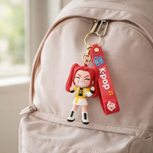 Image of Wanna Party Kpop Demon Hunters Cartoon Keychains, Mira Keychain for Boys and Girls, Cute Backpack Key Chain Accessories Wristlet chain Return Gift Items for Boys & Girls