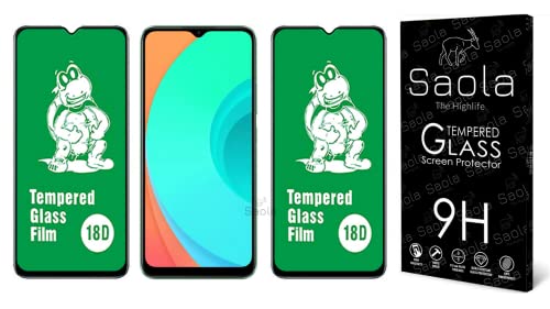 Image of Saola 18D Tempered Glass With Inbuilt AirBag Borders For Realme C11 (Pack Of 2) with Free Installation Kit. Full screen Coverage - 6.5 inch