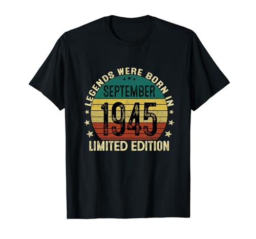 Clásico 1945 Vintage 1945 Las Leyendas Nacen Septiembre 1945 Camiseta