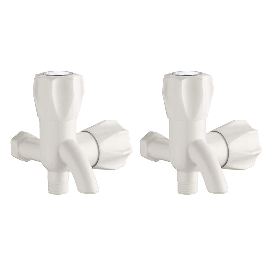 Imaashi ® Abs Plastic 2 in1 Wall Mounted Bib Cock Water Tap for Kitchen Bathroom Wash Basins (15 mm) Type PVC Taps Faucet for Hot and Cold Water-(Pack of 2)
