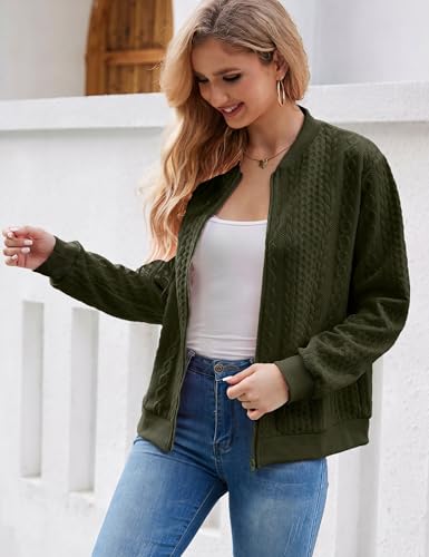 Image of Larmliss Women's Zip Up Cardigan Sweater Hoodies Long Sleeve Jacket Crewneck Casual Outerwear Spring Fall Trendy Coat Outfits