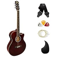 An ideal full-size guitar for beginners and children who have outgrown a smaller guitar Classic cutaway design allows you to reach higher frets on the fingerboard comfortably Fitted with a built-in three-band EQ and tuner to adjust sound output easil...