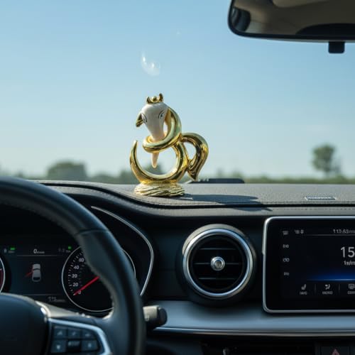Image of Pearl White Om Ganesha | Gold Plated Ganpati Idol with Sacred Om Symbol for Home, Office, Pooja Room, Travel & Car Dashboard |Ganesha Murti for Blessings, Positive Energy | Height 2.3 Inch