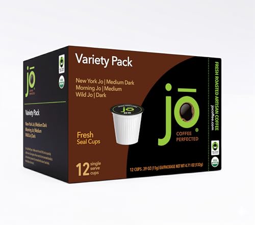 JO COFFEE: 12 Organic Coffee Pods Variety Pack for Keurig Compatible K-Cup Brewers, USDA Organic & Fair Trade Certified, Our New Sampler Pack, 3 Unique Roasts from Medium to Dark, Gluten Chemical Free