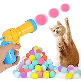 TemkIN Two Plush Ball Shooting Gun+200*Plush Ball,Mini Foam Balls Blasters,Pet Hairball Launch Toys,Interactive Cat Toy,Mini Foam Ball Shooting Gun Fun Toys for Indoor Peppy Pet