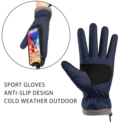 IZUS Men Water-Repellent Cold-Weather-Gloves Touchscreen Windproof-Ski-Gloves Thermal-Fleece Cycling-Gloves Winter Outdoor Sport - Image 4
