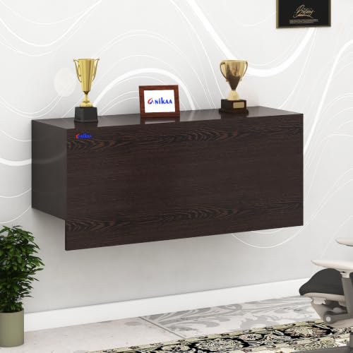 Image of Anikaa EduDesk Wall Mounted Foldable Study Table with Storage Shelves, Floating Wall Desk for Home Office, Laptop & Computer Desk, Engineered Wood, Space-Saving Fold-Down Workstation (DIY Assemble).
