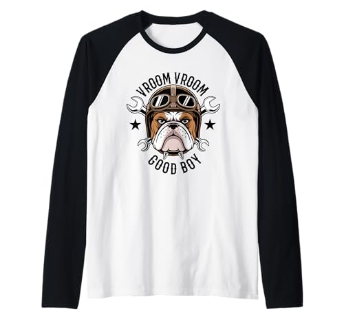 Vroom Vroom Bulldog Mechanic Biker Casque Clé croisée Manche Raglan