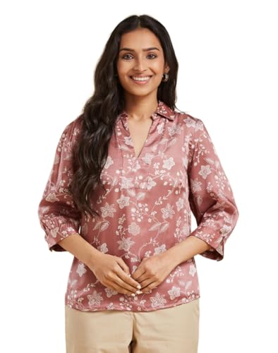 T-shirt manches 3/4 rose avec col ouvert respirant pour un confort optimal