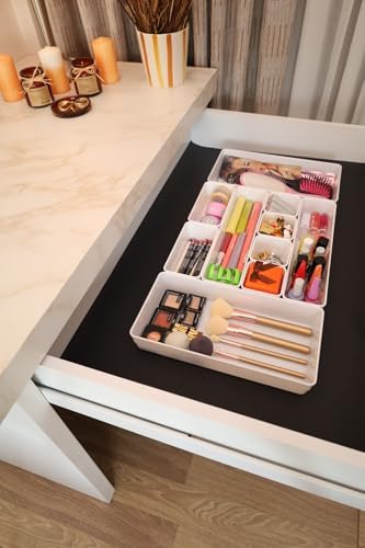 color house 10'lu Set Çekmece İçi Düzenleyici Modüler Makyaj Takı Organizer (Sert Plastik) Beyaz Tek Ebat - Görsel 3