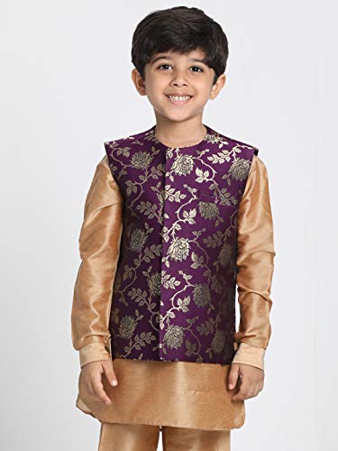 Image of JBN Creation Black Cotton Silk Blend Boys Nehru Modi Jacket