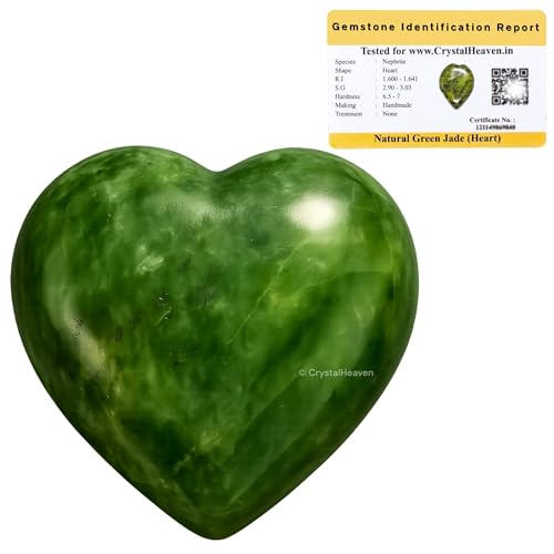 Image of Crystal Heaven Certified Green Jade Heart Palm Pebbles Stones For Anxiety Stress Relief Massage - Aaa Grade Original Healing Gemstone Agate Heart Palm Stone For Yoga Meditation Spiritual