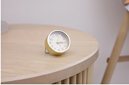 Kikkerland Embossed Metal Round Modern Analog Quartz Alarm Clock, Assorted Random Gold Or Copper, Ac10-A #TOP4