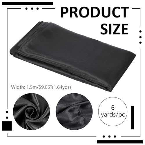 NBEADS 6 Yards/5.48m Charmeuse Satin Fabric, 150cm Shiny Cloth Silky Fabric for Wedding Bridal Decoration Fashion Apparel Crafts, Black - Image 2