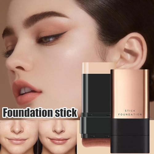 Image of 2-in-1 Stick Foundation with Built-in Brush - Full Coverage Cream Concealer & Base Makeup for Women | Long Lasting, Blendable & Travel Friendly Face Makeup (Foundation Stick)